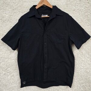 Outlier Short Sleeve Button Up Shirt Men Medium Black Cotton Minimalist